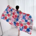 Tropical floral print beach towel large shawl versatile retro style summer fashion scarf - L274