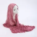Crinkled chiffon scarf detail, lightweight pink sun protection hijab wrap for women spring. - 10