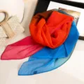 Foulard en soie plissé dégradé arc-en-ciel pour femme, accessoire de mode coloré et polyvalent léger. - Style 8