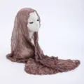 Spring summer thin brown crinkled scarf shawl detail view, lightweight versatile sun protection. - 18