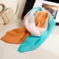 Colorful gradient pleated scarf detail, showing exquisite texture and vibrant color transition. - Style 4