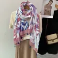 Floral print spring summer scarf lightweight breathable cotton linen travel shawl wrap. - Color 6