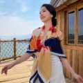 Floral large square scarf, elegant floral and chain print versatile women fashion shawl. - Style 5