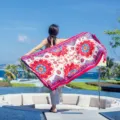 Ethno blumen baumwolle leinen schal damen, ideal für strand reisen und sonnenschutz. - L115
