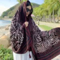 Women fashion zebra print sun protection beach shawl stylish vacation resort silk scarf - 2303