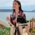 Floral print large square scarf for women, elegant stylish shawl and versatile wrap. - Style 3