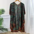 Women's spring summer paisley print silk shawl cardigan kimono sun protection beach cover up - 90*180cm / Matte Black (01)