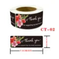 Roll thank you floral sealing stickers for small business packaging, decorative labels 7.5x2.5cm. - CT-02 7.5cm*2.5cm