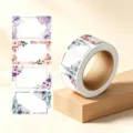 Watercolor floral blank label stickers roll, decorative planner name classification tags. - CX-68B / 250 Pcs/Roll