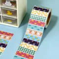 Detail view of cute cartoon washi tape roll featuring lovely rabbit and duck patterns. - 300 Pcs/Roll / SYF-68