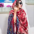Ethnisch Stil lange Damen Schal Sommer Strand Sonnenschutz Tuch vielseitige Print Design - Burgunderrot