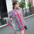 Ethnic style geometric print cotton scarf shawl for women, perfect for travel and photo. - L118 / Over 175cm
