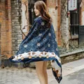 Women vintage chain print silk scarf elegant tassel shawl outdoor fashion wrap accessory - 18150