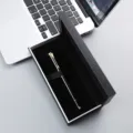 Executive rollerball gift pen set with black velvet luxury box for business office supplies. - Black Pen with Gold Clip and 073# Box