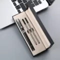 Business metal rollerball pen gift set with two refills and elegant presentation box. - Black Pen with Silver Clip & Pen Box with 2 Refills