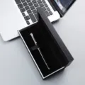 Elegant business gift ballpoint pen set with black luxury packaging box for office use. - Black Pen with Silver Clip and 073# Box