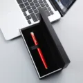 Red metal ballpoint pen set with black gift box business promotional gift pen for office use - Chinese Red Pen with 073# Box