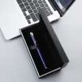 Luxury blue business sign pen with gold clip in elegant black gift box for office meeting. - Sapphire Blue Pen with 073# Box