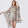 Robe de plage imprimé géométrique coloré, style mousseline légère pour l'été. - Robes / 80cm / Grille Colorée