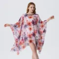 Summer 3D floral print georgette beach cover up kaftan dress for women vacation wear - Dresses / Style 2