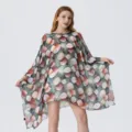 Summer 3D printed loose chiffon beach dress women's casual resort wear tunic poncho - Dresses / Style 7