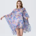 Summer 3D floral print loose pullover beach dress women lightweight chiffon vacation cover up - Dresses / Style 14