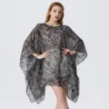 Detailed view of women's summer 3D printed sheer georgette beach poncho dress fabric texture. - Dresses / Style 15