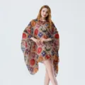 Summer 3D printed floral women beach dress casual georgette loose kaftan vacation poncho - 1