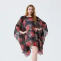 Ete imprime floral robe de plage femme georgette amples kaftan tunique vacances detail - 8