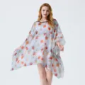 Été 3D imprimé feuille d'érable ample pull robe de plage élégante mousseline légère - 9