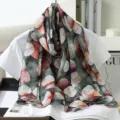 Summer large imitation silk scarf shawl abstract leaf print lightweight fashion beach travel wrap - 6