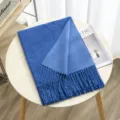 Autumn winter double sided solid color imitation cashmere scarf with tassels, warm and soft. - Color 36