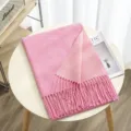 Double-sided solid color imitation cashmere scarf with warm thick fringe design for winter. - Color 35