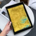 Women golden silk scarf jacquard satin fashion shawl wrap gift box packaging elegant accessory - Style 2
