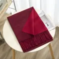 Cozy double-sided winter scarf for women, classic solid color with elegant fringe tassels, soft warm shawl. - Color 33
