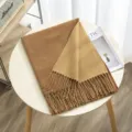 Autumn winter women double sided imitation cashmere scarf thickened tassel warm shawl solid color - Color 32