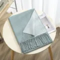 Two-tone cashmere-feel winter scarf with delicate fringes, soft and warm accessory detail. - Color 20