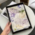 Women silk scarf floral jacquard spring autumn elegant fashion shawl wrap beach cover up purple - Style 3