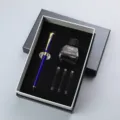 Luxe vulpen cadeaupakket business blauw goud met zwarte inkt voor dagelijks kantoor. - Set nr. 25