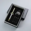 Zakelijk vulpen cadeauset met inktfles en patronen in stijlvol zilver en goud. - Stijl 15 Set