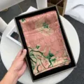 Women imitation silk jacquard scarf pink artistic floral print spring autumn shawl gift box - Style 6