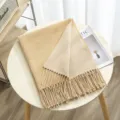 Double-sided solid color imitation cashmere scarf with elegant tassels and warm design. - Color 3
