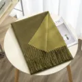 Detailed close-up showing the soft texture and fringe details of the warm winter scarf. - Color 30