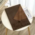 Thickened double-sided imitation cashmere scarf detail, warm brown winter tassel bib. - Color 28