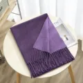 Autumn winter double sided solid imitation cashmere scarf with tassels, warm cozy shawl. - Color 26