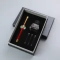 Luxe vulpen cadeaupennen set met roodgouden pen, zwarte inktfles en drie patronen. - Stijl 17 Set