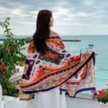 Ethnic style print beach shawl, summer sun protection scarf for women, seaside vacation. - Size 13