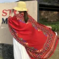 Women's ethnic style printed shawl scarf, versatile twill cotton sun protection wrap. - Over 175cm / L127