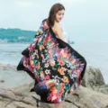 Ethnic Style Floral Print Cotton Scarf Women Summer Sun Protection Beach Shawl Wrap New - L200-2