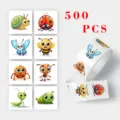 500 pcs cute cartoon insect stickers roll waterproof vinyl decals for water bottle fridge - CX-18 / 500 Stickers/Roll